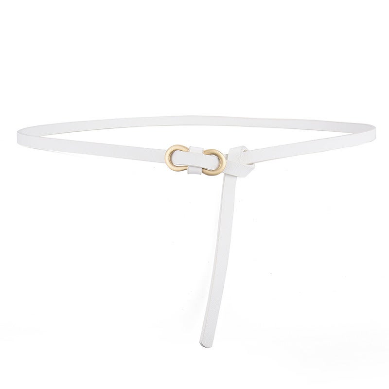 Popular belt womens high-grade fashion all-match dress shirt decorative suit Girls simple thin belt White 