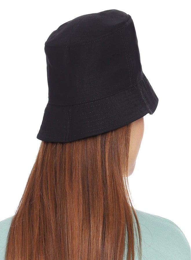 PrimeBox Unisex 100% Cotton Foldable Bucket Beach Sun Hat for Men Women Hat (Black Navy Blue) - Image 3