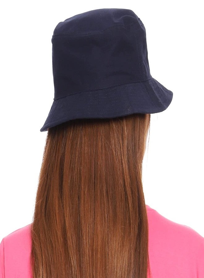 PrimeBox Unisex 100% Cotton Foldable Bucket Beach Sun Hat for Men Women Hat (Black Navy Blue) - Image 5