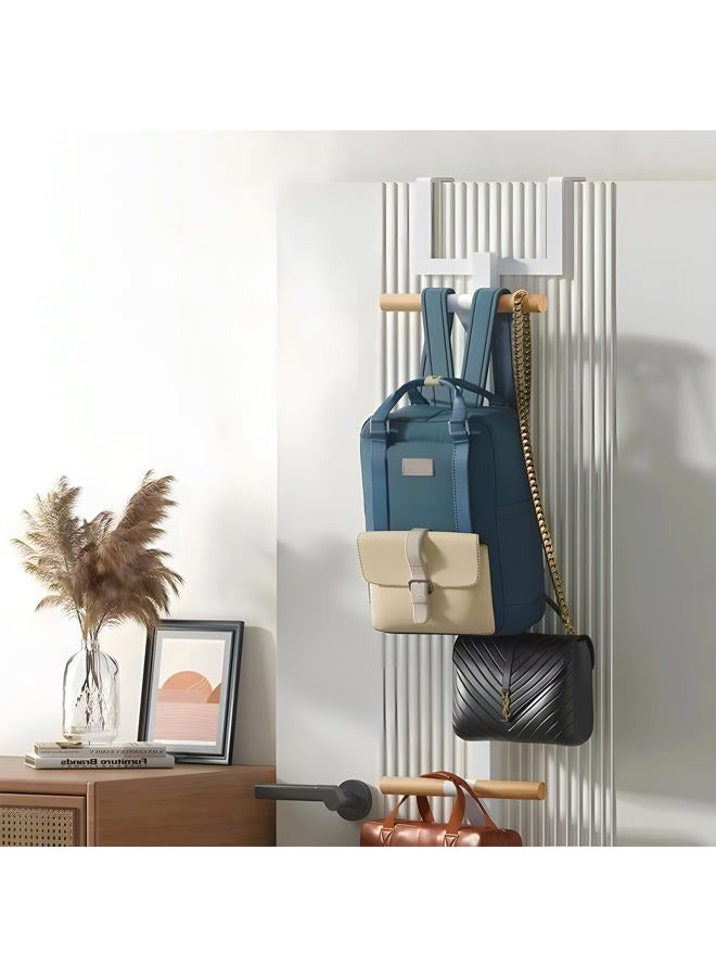 RFOUO Backpack Hanger for Closet, Metal Storage Rack Backpack Hooks,2 Tiered Over The Door Hanger for Backpack,Heavy Duty Over The Door Hook Storage for Backpack, Coat, Bag, Hat,White - Image 5
