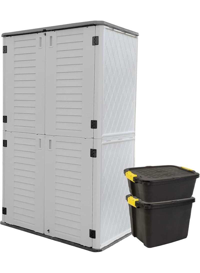 CamelTough Value Combo Pack, Outdoor Vertical Storage Shed 1483 Liters, Garden Shed, With 2 Heavy Duty Outdoor Storage Boxes 42L and 24L, UV and Water Resistant- HTC-COMBO-761 - Image 4