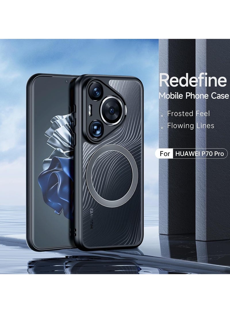 عام متوافق مع غطاء الهاتف Huawei P70 Pro المغناطيسي الشفاف الشفاف الشفاف للكمبيوتر الشخصي + غطاء الهاتف المقاوم للصدمات من السيليكون ل P70 Pro - Image 2