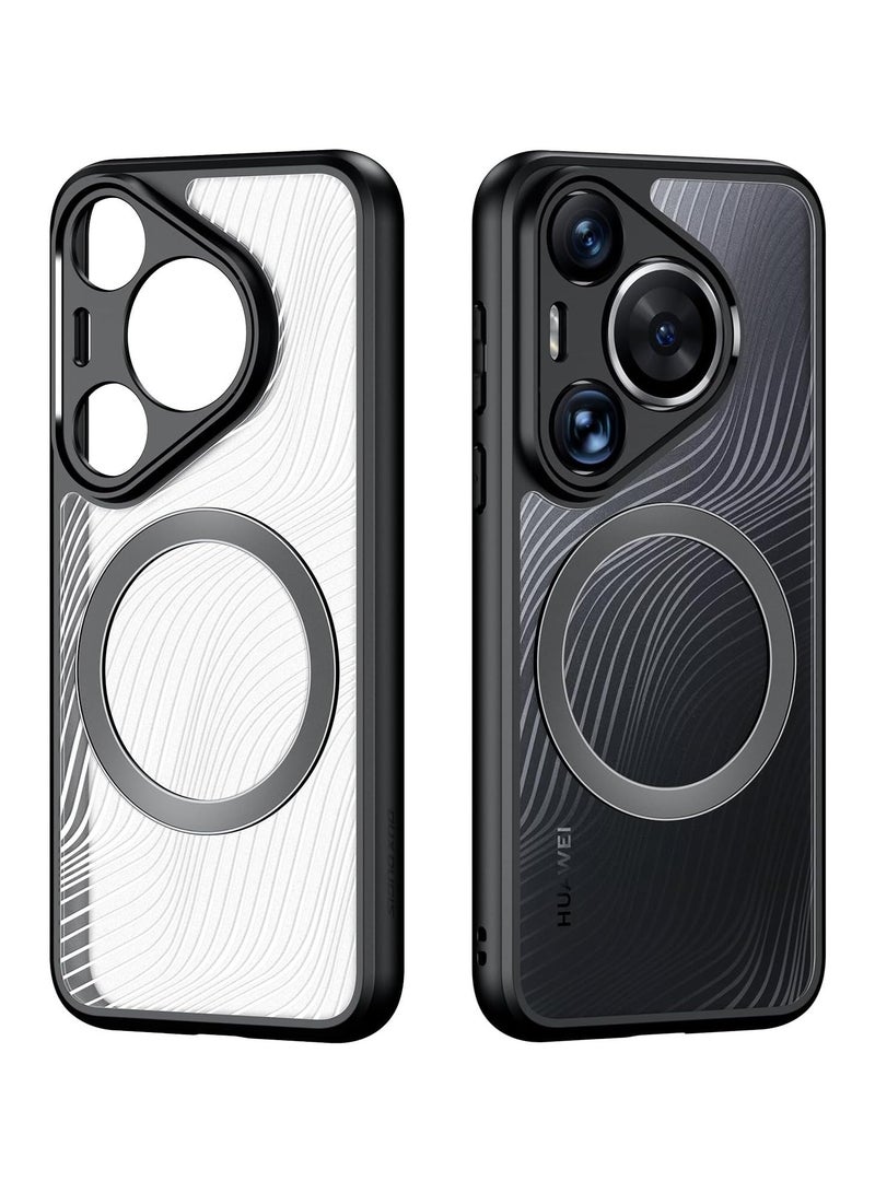 عام متوافق مع غطاء الهاتف Huawei P70 Pro المغناطيسي الشفاف الشفاف الشفاف للكمبيوتر الشخصي + غطاء الهاتف المقاوم للصدمات من السيليكون ل P70 Pro - Image 1