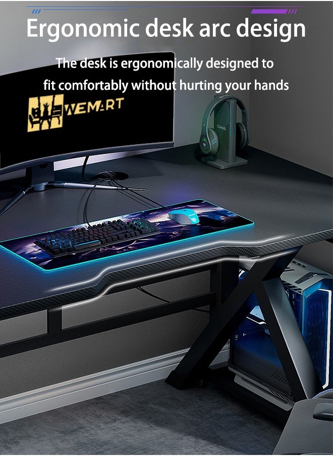 WEMART - Gaming Desktop Computer Desk,Home Office Desk,Versatile Gaming and Study Solution for Modern Homes,Ideal for Students and Gamers, Spacious and Functional (140x60x75CM, Black) - Image 1