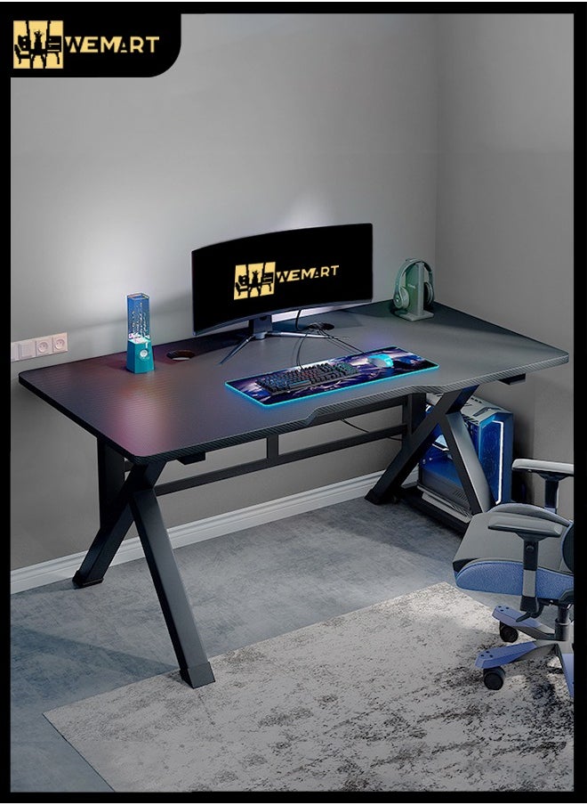 WEMART - Gaming Desktop Computer Desk,Home Office Desk,Versatile Gaming and Study Solution for Modern Homes,Ideal for Students and Gamers, Spacious and Functional (140x60x75CM, Black) - Image 1