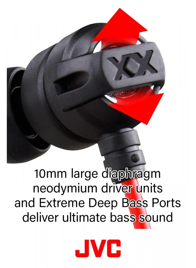 JVC سماعة Jvc Hafx1X Xtreme-Xplosivs، أسود، أحمر - Image 2