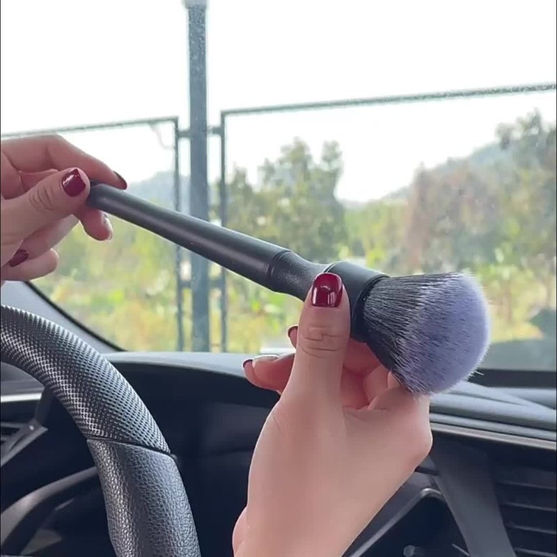 4 Piece Black Car Interior Detailing Brush Set Soft Bristle Cleaning Tools - Image 2