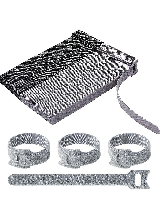 PYLCO SMART Cable Ties Adhesive Fastening Magic Strap Ties, Hook and Loop Adjustable Wire Straps for TV Power Extension Cords PC Mouse Cables Management Organizer Wraps (Black-Grey 60-Packs)  - Image 1