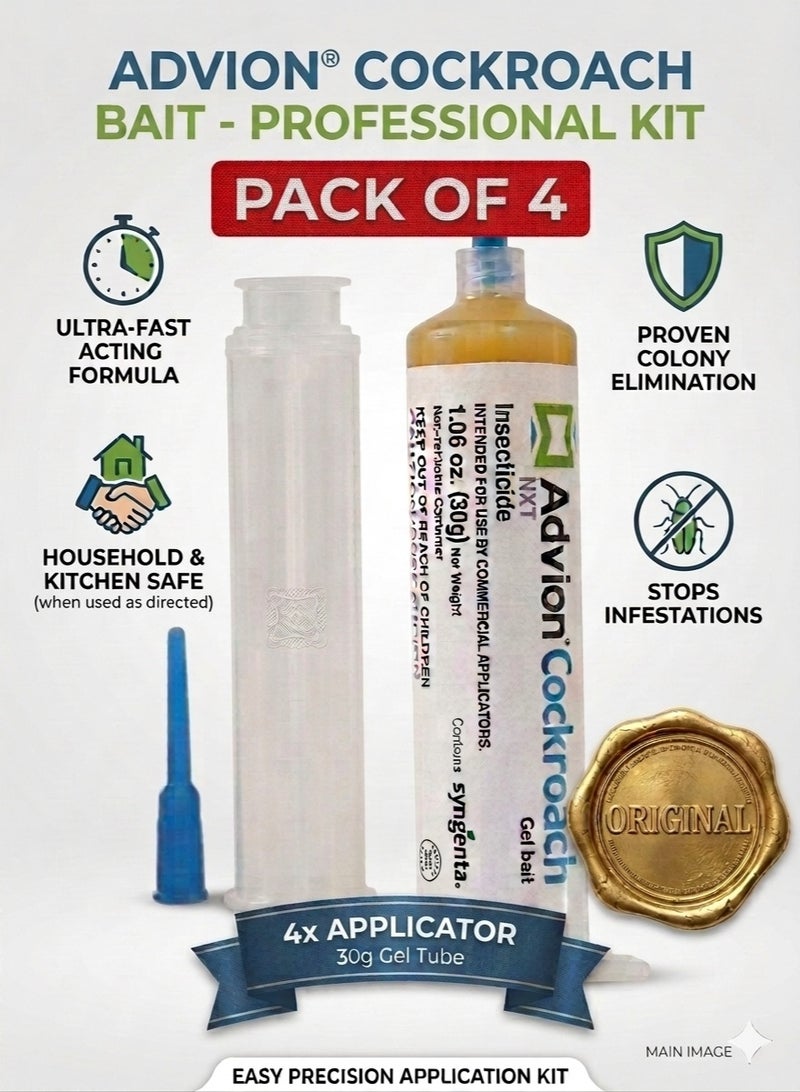 NXT Advion Cockroach Gel Bait - Effective Formula for Pest Management and Home Protection (Pack of 4) - Image 1