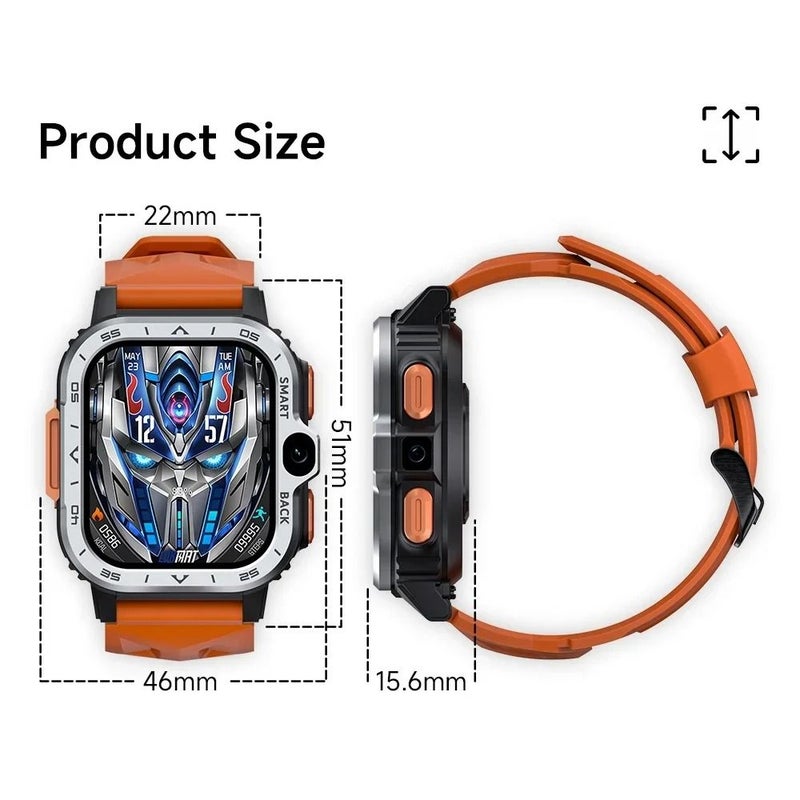 Lokmat Appllp 4 MAX Android Smartwatch with Touchscreen, Dual Camera GPS WiFi, 2+16gb, Silver - Image 2