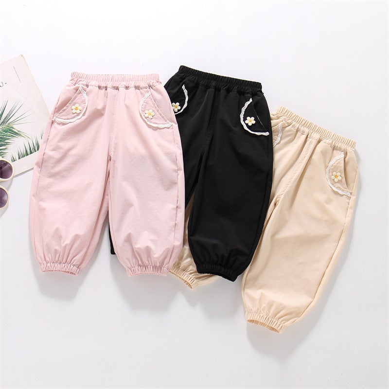 Summer Girls Quick-Drying Pants Thin High Quality 88 Nylon High Elastic Loose Ankle Pants Children Sweet Long Pants - Image 2