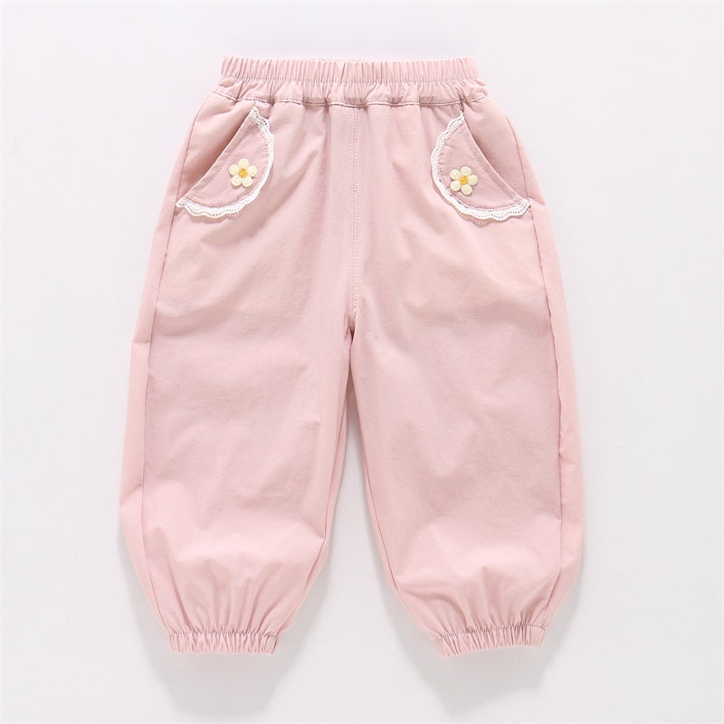 Summer Girls Quick-Drying Pants Thin High Quality 88 Nylon High Elastic Loose Ankle Pants Children Sweet Long Pants - Image 1