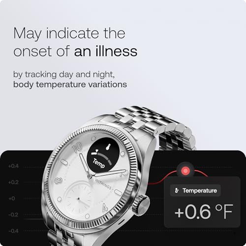 Withings ScanWatch Nova Brilliant, Heart Health Hybrid Unisex Smartwatch- ECG, SPO2, Temperature Monitoring, Sleep, Respiratory Health, Cycle Monitoring, 30-Day Battery Life, iOS & Android, Silver - Image 4