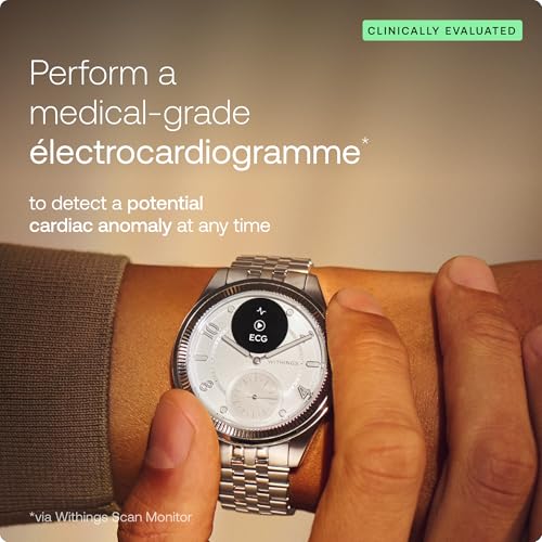 Withings ScanWatch Nova Brilliant, Heart Health Hybrid Unisex Smartwatch- ECG, SPO2, Temperature Monitoring, Sleep, Respiratory Health, Cycle Monitoring, 30-Day Battery Life, iOS & Android, Silver - Image 3