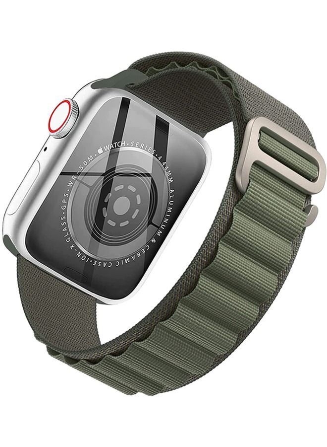 Captaintech Alpine Loop Nylon Bands Compatible with Apple Watch Band 42mm 44mm 45mm 49mm Women Mens, Adjustable Sport with Metal G-Hook Braided Strap for iWatch Ultra Series SE 8/7/6/5/4/3/2/1 Green - Image 1