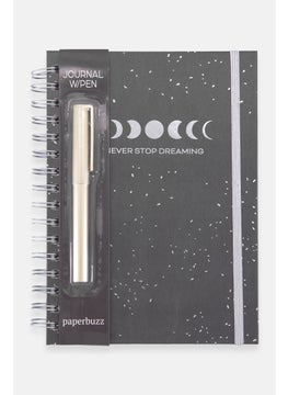 Paperbuzz Never Stop Dreaming Notebook With Pen, Black  - Image 1