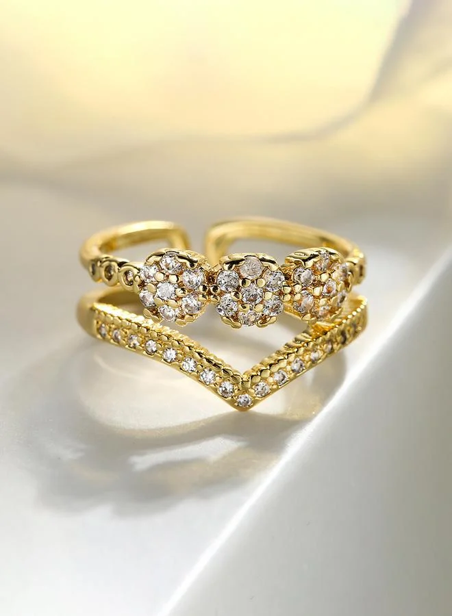 Take Two  Gold Tone Embellished Ring for Women | Best Price UAE