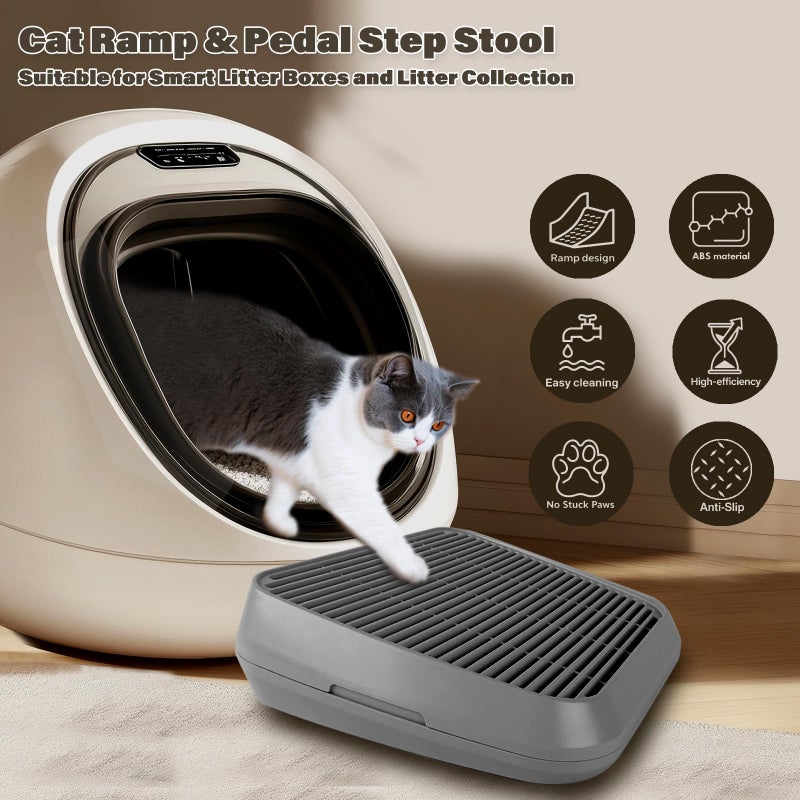Midollarle Cat Ramp for Litter Box, Cat Pedal Step Stool with Filter Function, Double Layered Cats Litter Trapper Washable Easy Cleaning Kitty Litter Mat Suitable for Small & Elderly Cats(Dark Grey) - Image 2