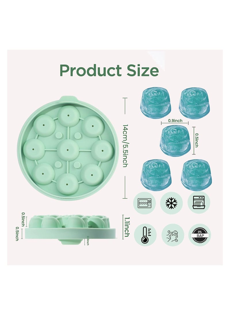 SYOSI - 2 Pcs Rose Flower Silicone Molds Rose Ice Cube Mold 9 Cavity Tray Mould for Make Candy Chocolate Cake Soap Rose Shape Mold Dishwasher Safe for Juice Freezer - Image 1