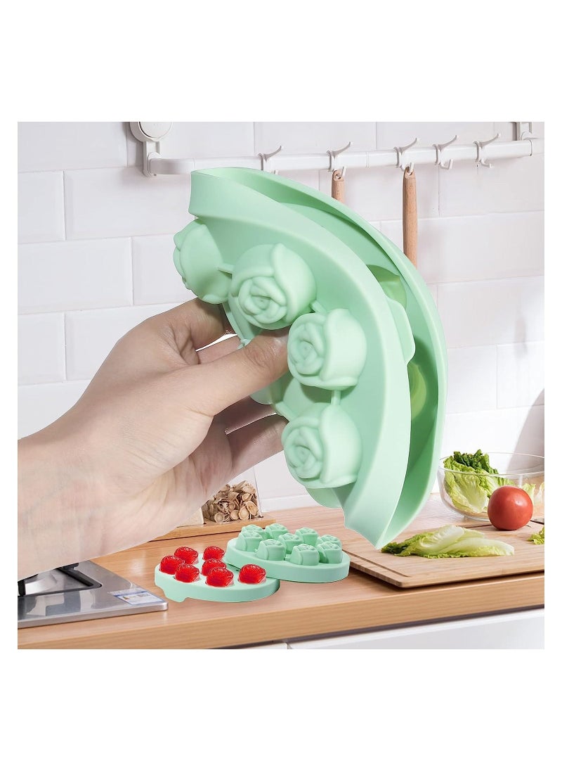 SYOSI - 2 Pcs Rose Flower Silicone Molds Rose Ice Cube Mold 9 Cavity Tray Mould for Make Candy Chocolate Cake Soap Rose Shape Mold Dishwasher Safe for Juice Freezer - Image 1