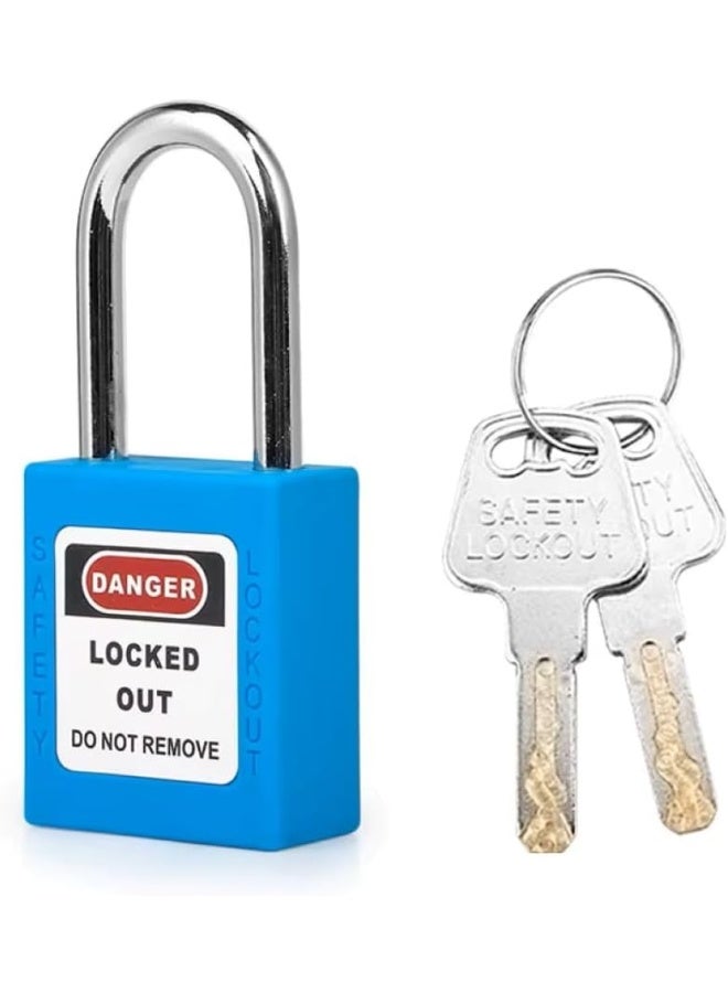 Giffex Locked Out Thermoplastic Safety Padlock With Key Industrial Lockout Long Steel Shackle For Chemical Electric Industrial Automotive (Blue) - Image 1