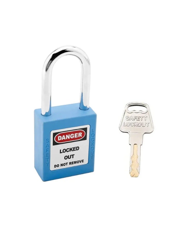 Giffex Locked Out Thermoplastic Safety Padlock With Key Industrial Lockout Long Steel Shackle For Chemical Electric Industrial Automotive (Blue) - Image 2