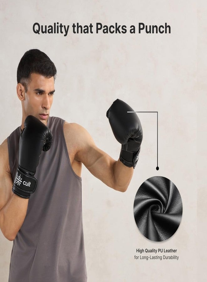 Cult Boxing Gloves 14 OZ - Pro-Style Training Gloves for Sparring, Heavy Bag & Mitt Work - Premium PU Leather, Shock Absorbing Padding, Ergonomic Design with Wrist Support - Black - Image 5