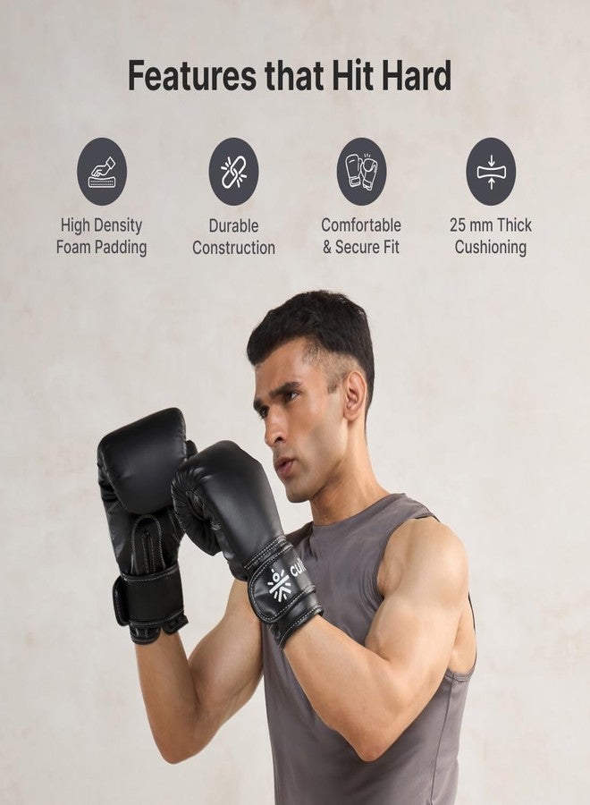 Cult Boxing Gloves 14 OZ - Pro-Style Training Gloves for Sparring, Heavy Bag & Mitt Work - Premium PU Leather, Shock Absorbing Padding, Ergonomic Design with Wrist Support - Black - Image 4