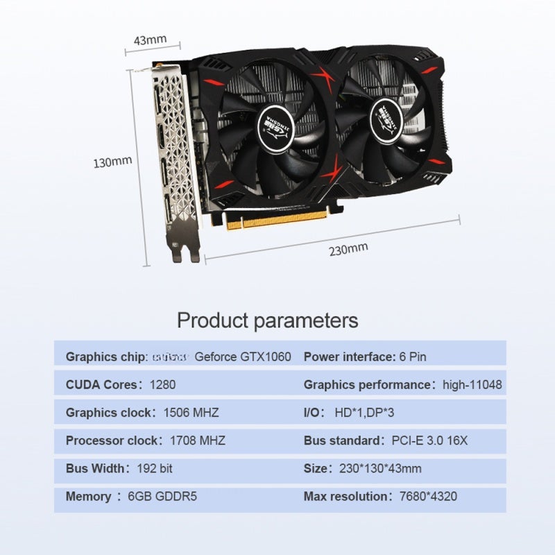 JINGSHA Gaming Graphics Card 6GB GDDR5 192bit Black - Dual Fans for Smooth Heat Dissipation, Stable Performance Video Card for Gaming, Office, Design & Media Use - Image 3