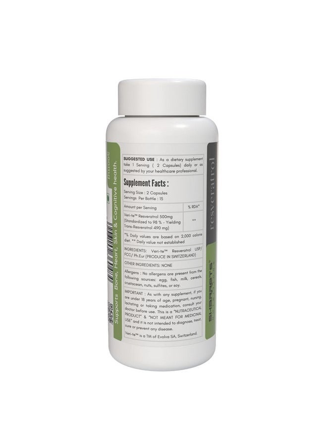 Sharrets Resonate 500Mg - Trans Resveratrol Supplement, 2 X 30 Vegan Capsules- Swiss-Made Ingredient For Optimal Health (Pack Of 2)  - Image 3