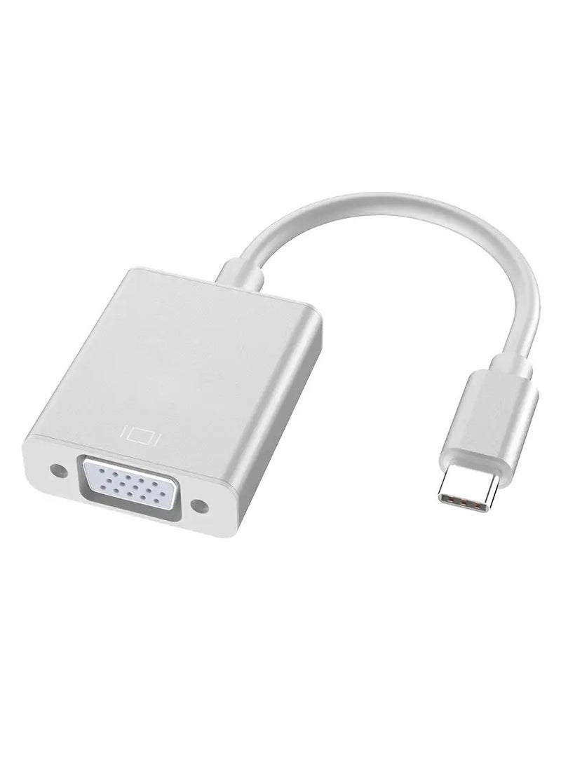 Type C video, audio and image converter for phone, computer or tablet, converts it to display content to VGA female on projector or other display devices or TV to output video, audio or image content on the display screen. The converter supports 1080P HD video. Small and portable size, needed by the teacher in the classroom to present lessons on the projector, or the lecturer at the university, or the manager in the meeting room to display the report, and even at home to display on TV. Cream color - Image 1