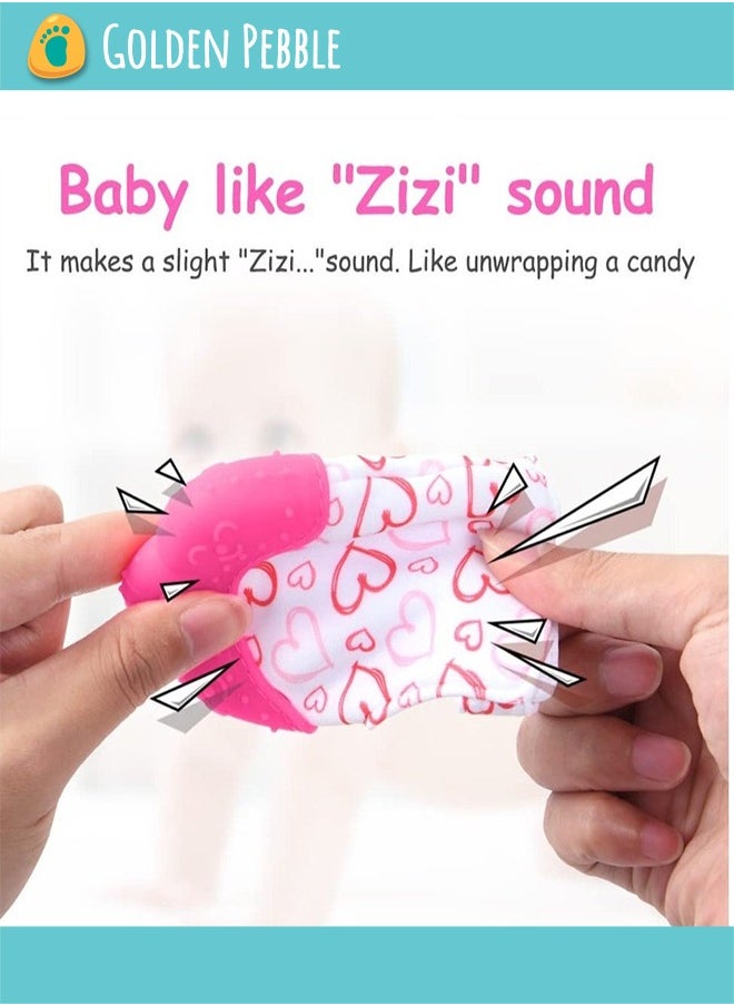 bbet 2PCS Baby Teether, Baby Teething Set, Includes Baby Chew Toy and Silicone Mitten Teether Glove, Infant Soothing Pain Relief for Baby hand Teething  Baby Teether Toys Teething Toy  - Image 4