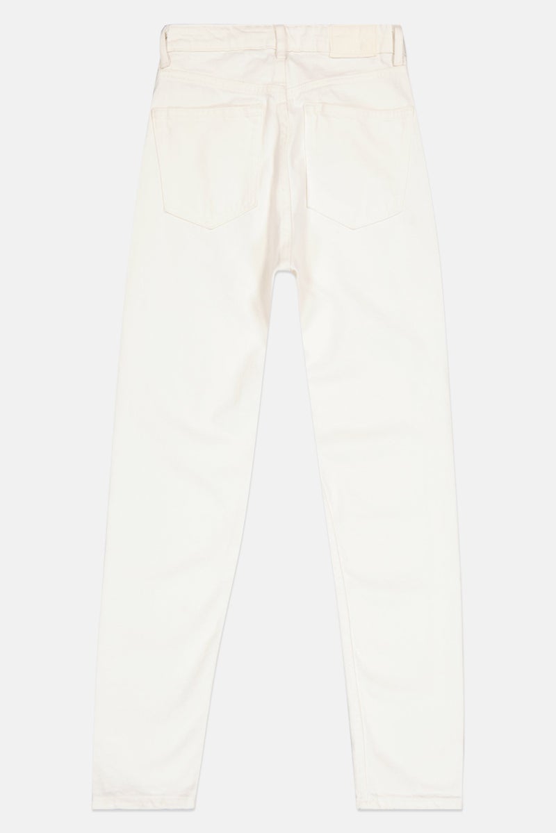 Bershka جينز دنيم نسائي بخصر عالي بدون مرونة، أبيض - Image 3