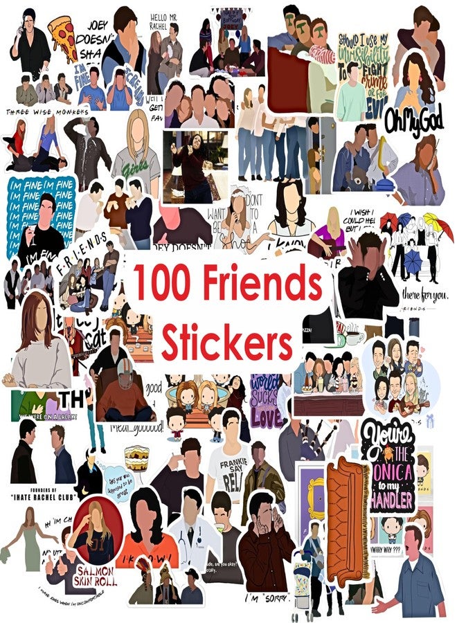 11 Strokes Friends Stickers Set of 100 | Aesthetic Friends Theme Decor and Friends TV Show Merchandise | Friends Stickers for Laptop | Best Gifts for Friends - Image 1