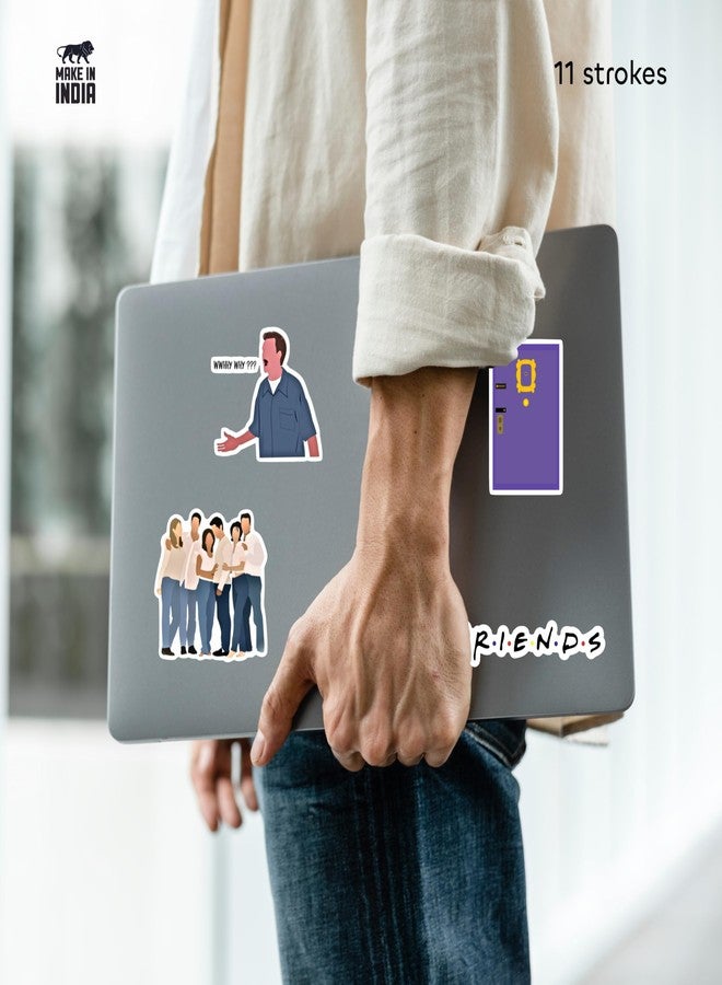 11 Strokes Friends Stickers Set of 100 | Aesthetic Friends Theme Decor and Friends TV Show Merchandise | Friends Stickers for Laptop | Best Gifts for Friends - Image 4