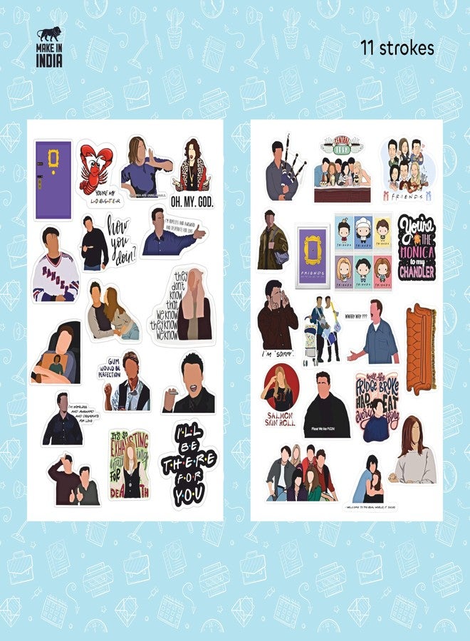 11 Strokes Friends Stickers Set of 100 | Aesthetic Friends Theme Decor and Friends TV Show Merchandise | Friends Stickers for Laptop | Best Gifts for Friends - Image 5