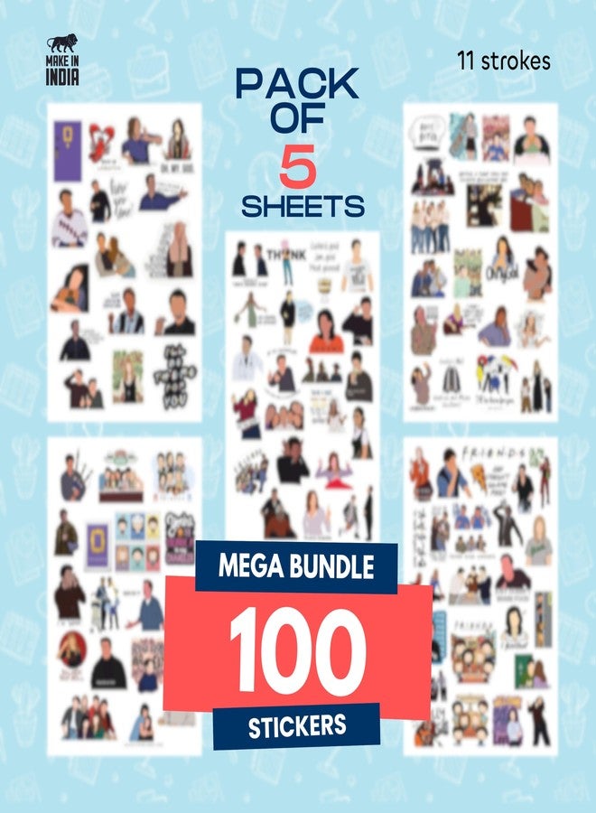 11 Strokes Friends Stickers Set of 100 | Aesthetic Friends Theme Decor and Friends TV Show Merchandise | Friends Stickers for Laptop | Best Gifts for Friends - Image 2