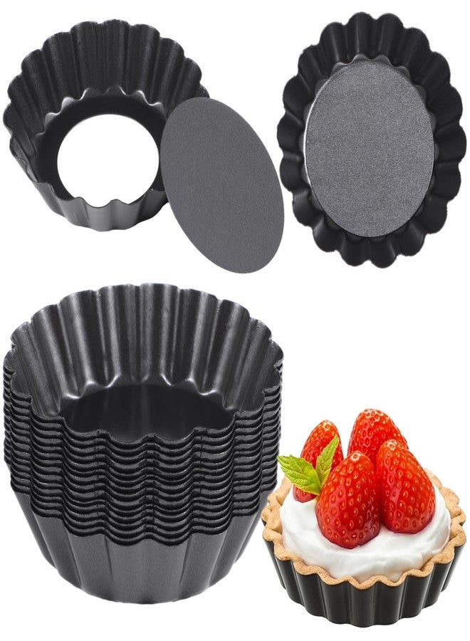 Homaisson 16 PCS Mini Removable Bottom Tart Pans, 3 in Nonstick Carbon Steel Fluted Cake Molds, Flower Shape Mini Pie Pans, Baking Cups for Tarts, Pudding, Brownies, Small Quiche - Image 1
