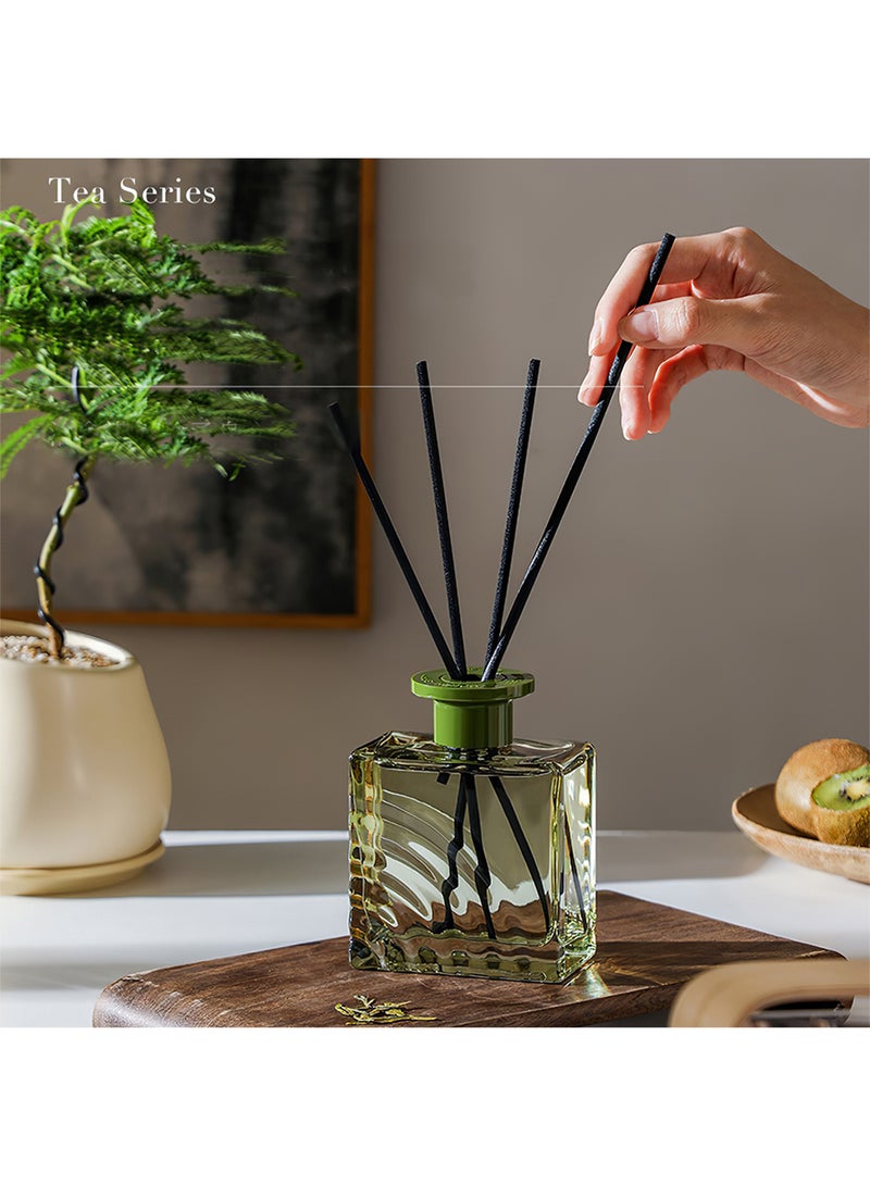 معطّر جو منزلي من القصب، معطر جو برائحة الشاي مع 4 أعواد، معطر جو بزيت عطري طبيعي يدوم طويلاً - 200 مل (غاردينيا وعنبر) - Image 4