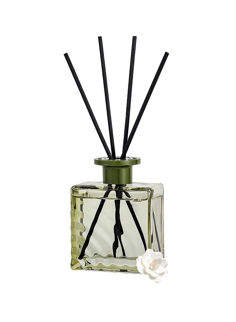 معطّر جو منزلي من القصب، معطر جو برائحة الشاي مع 4 أعواد، معطر جو بزيت عطري طبيعي يدوم طويلاً - 200 مل (غاردينيا وعنبر) - Image 1