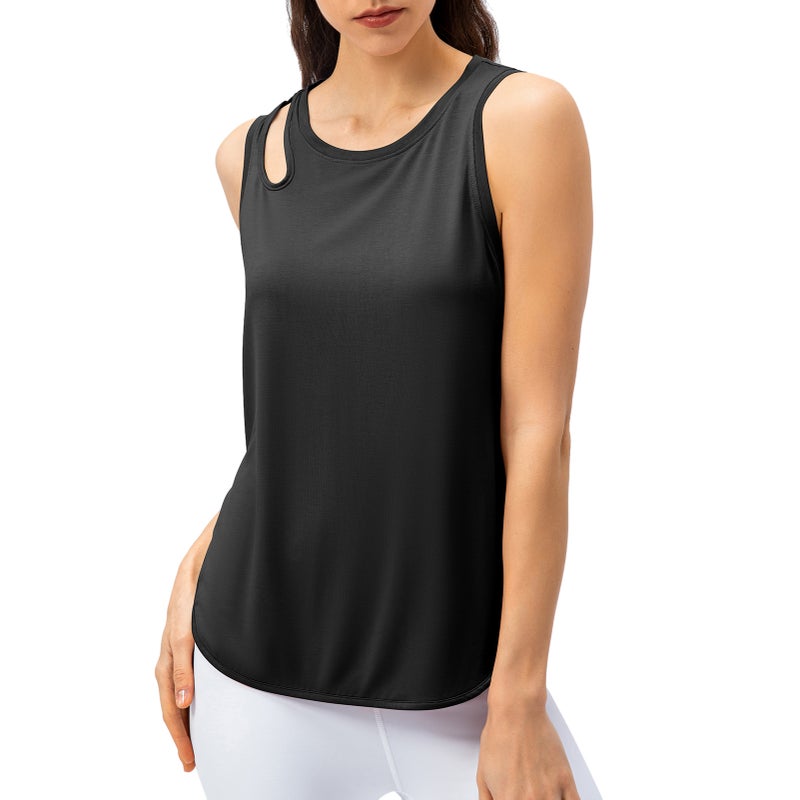قمصان رياضية نسائية بدون أكمام سريعة التجفيف واسعة للجري - Image 1