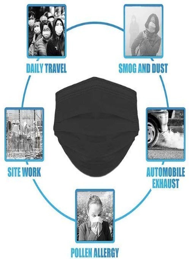 GreatDio Disposable 3 Layer Surgical Face Mask | Non Woven Surgical Mask | Use and Throw Mask- 100 Pieces (Black) - Image 4