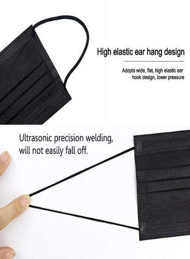 GreatDio Disposable 3 Layer Surgical Face Mask | Non Woven Surgical Mask | Use and Throw Mask- 100 Pieces (Black) - Image 3