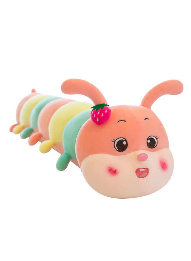 Colorful Caterpillar Pillow Long Pillow Cute Plush Toy Girl's Bed Doll Doll Children's Gift-Specifications:70cm (subscription And Collection + Free Small Pendant)-Color:Super Pink Caterpillar - Image 1