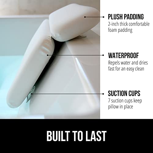 GORILLA GRIP Bath Pillow for Tub, Headrest for Neck and Back Support, Luxury Bathtub Pillows, Hot Tub Cushions, Bathroom Accessories for Women, Relaxing Spa Gifts for Mom Wife Girlfriend 2 Panel White - Image 2