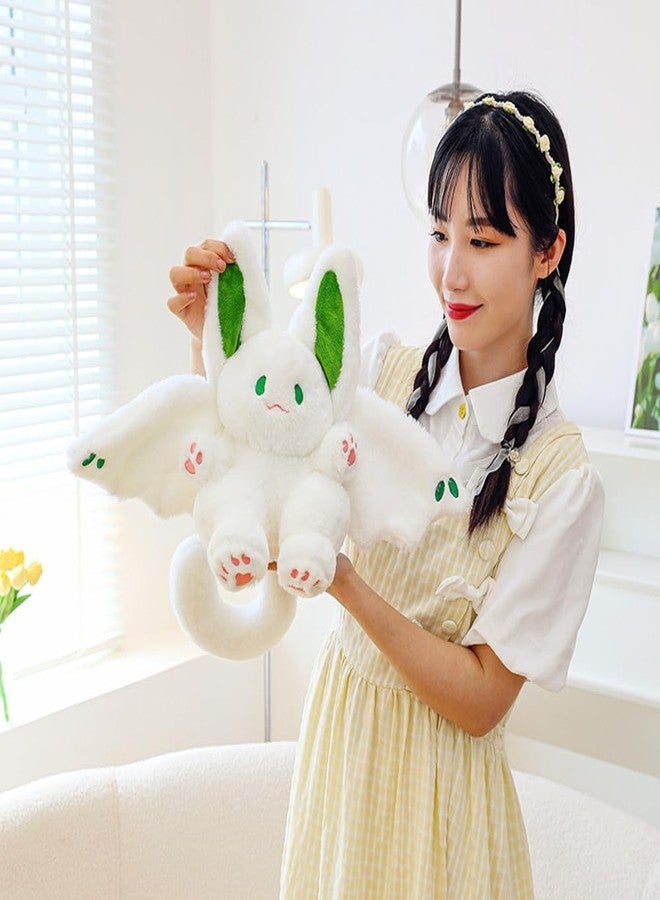 NatureMan 17.7inch Unique Bat Bunny Plush Pillow Kawaii Bat Rabbit Stuffed Animal,with Rabbit Ears and Bat Wings for Kids (White) - Image 5