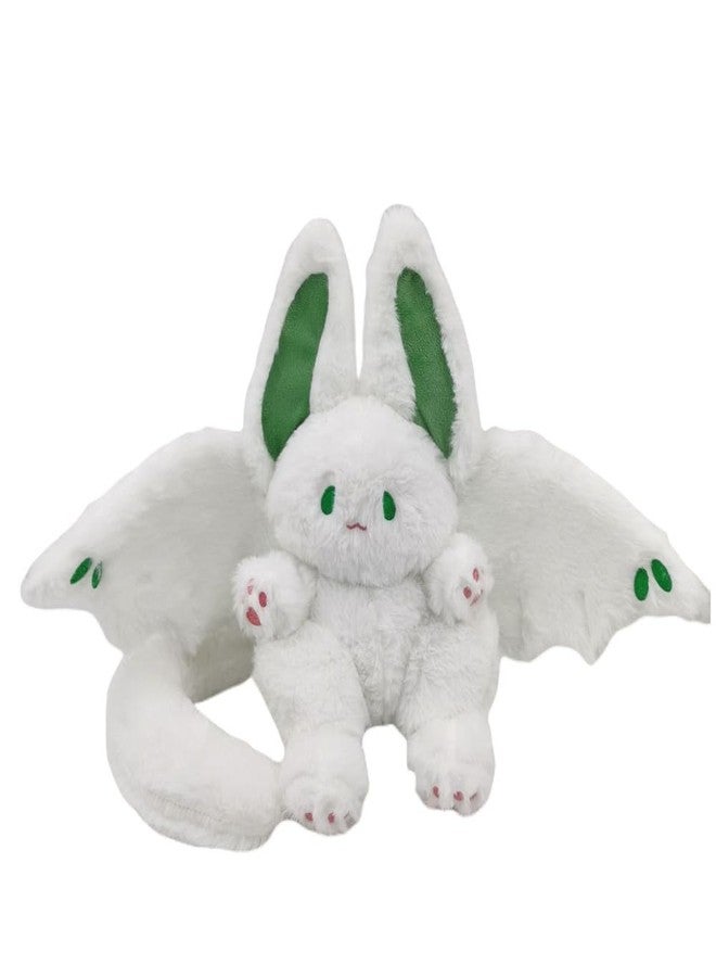 NatureMan 17.7inch Unique Bat Bunny Plush Pillow Kawaii Bat Rabbit Stuffed Animal,with Rabbit Ears and Bat Wings for Kids (White) - Image 1