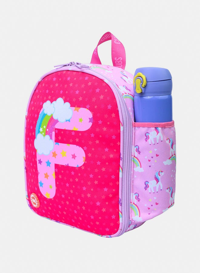 CUBS Nursery Pink Unicorn Letter F Lunch backpack - Image 2