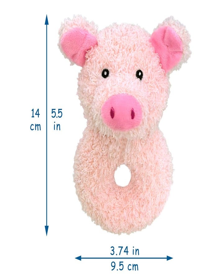 Doindute Baby Pig Soft Rattle Toy, Plush Pig Infant Shaker Rattle Easy-Grasp Stuffed Animal Toy, Gifts for Newborns Babies Toddlers Boys Girls, Pink, 5.5 Inches - Image 3