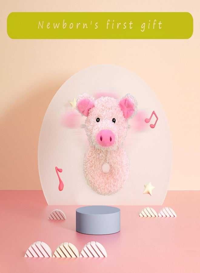 Doindute Baby Pig Soft Rattle Toy, Plush Pig Infant Shaker Rattle Easy-Grasp Stuffed Animal Toy, Gifts for Newborns Babies Toddlers Boys Girls, Pink, 5.5 Inches - Image 4